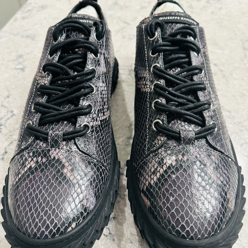 Giuseppe Zanotti Black and Gray Snake Print Sneakers Blabber UE 48 - US 15
